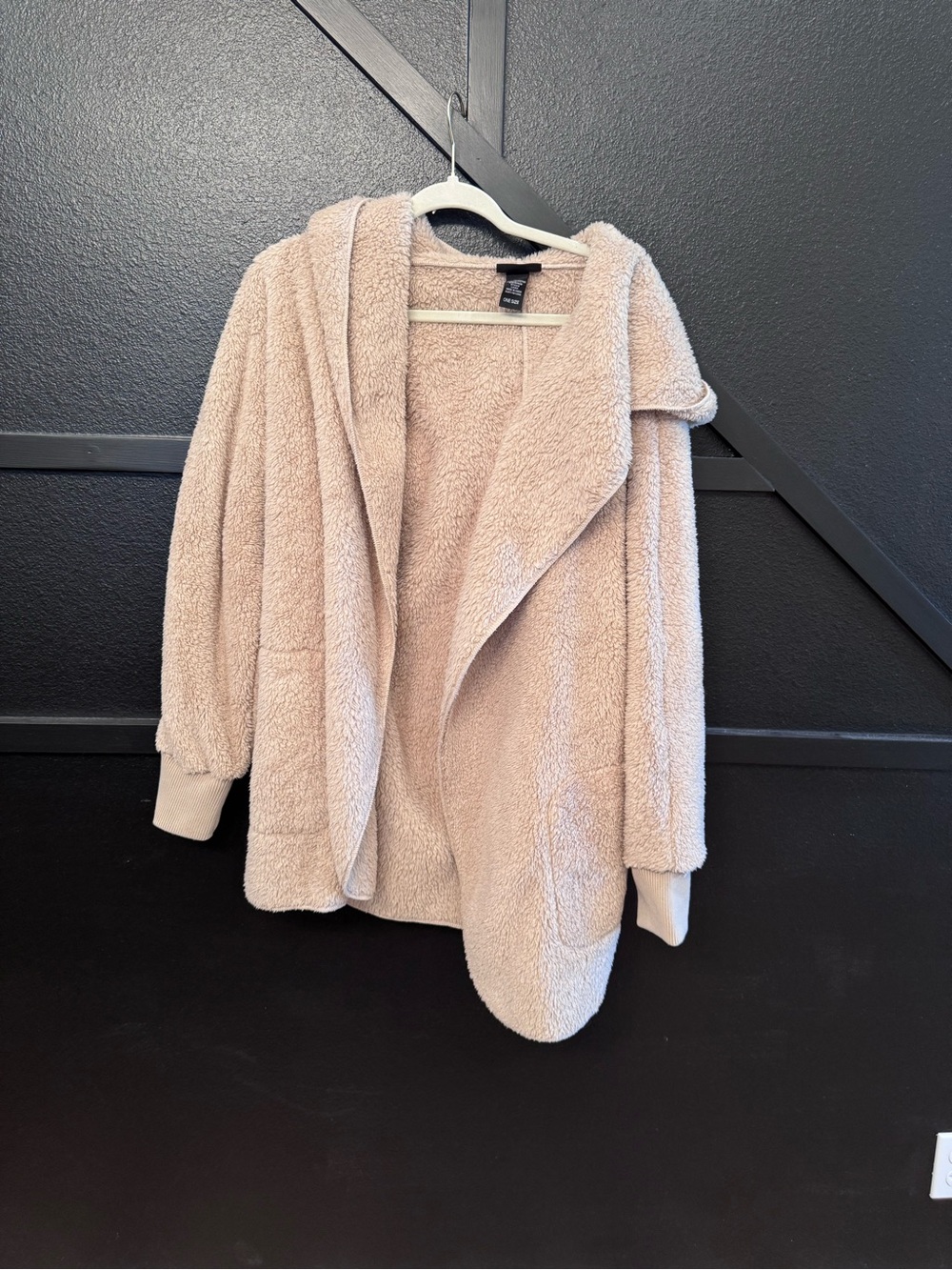 Vici Plush Hooded Teddy Jacket in Light Blush